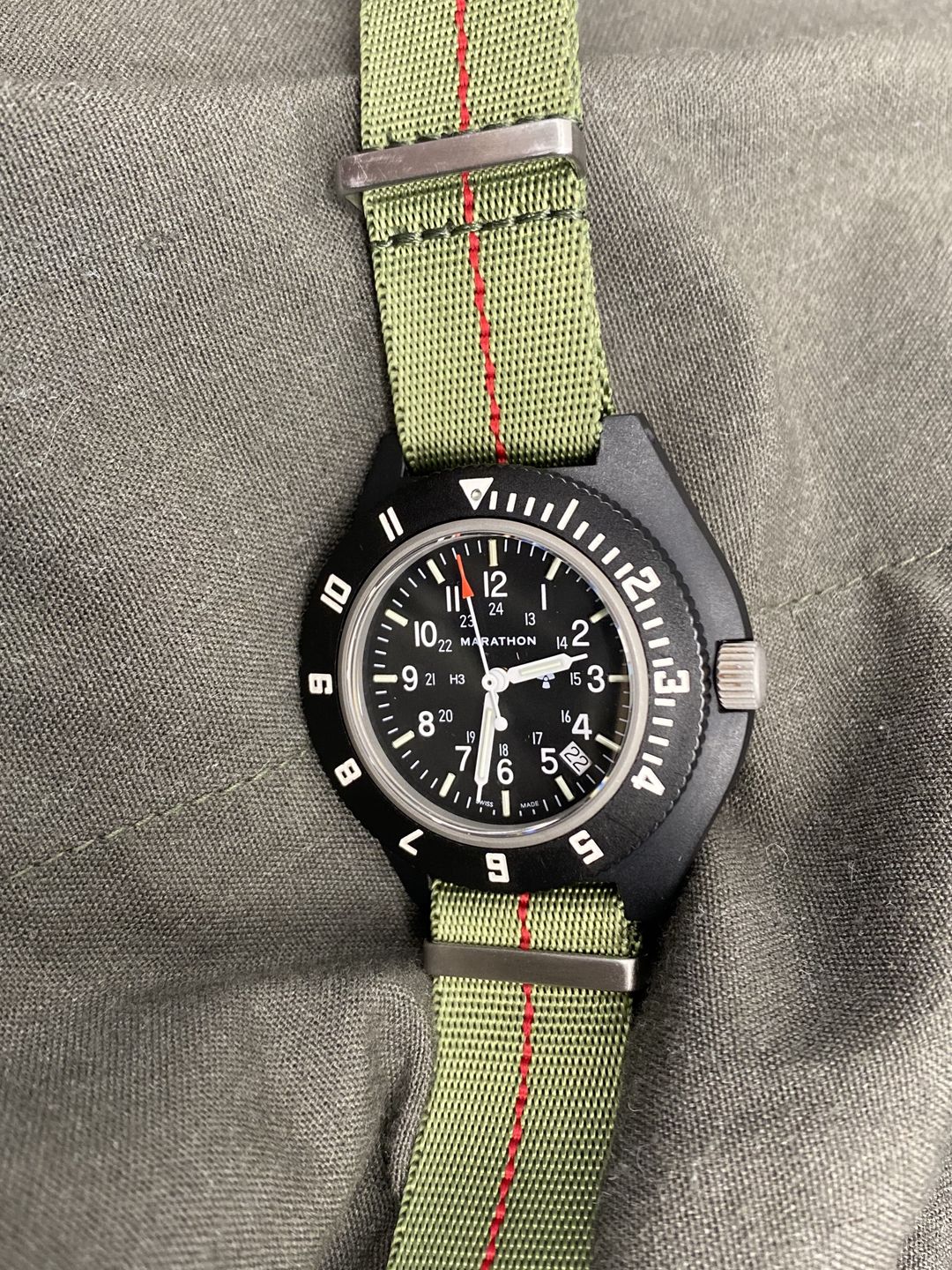 Customer photo review of AlphaShark Slim - Green/Red Stripe JV