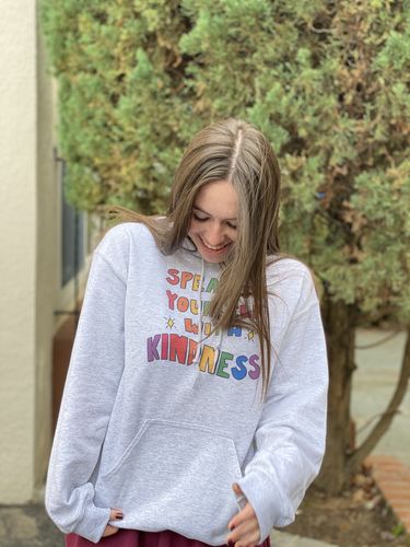 Customer photo review of Speak To Yourself With Kindness -- Hoodie
