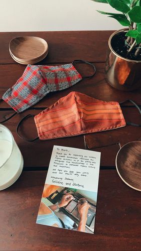 Customer photo review of Handwoven Face Mask