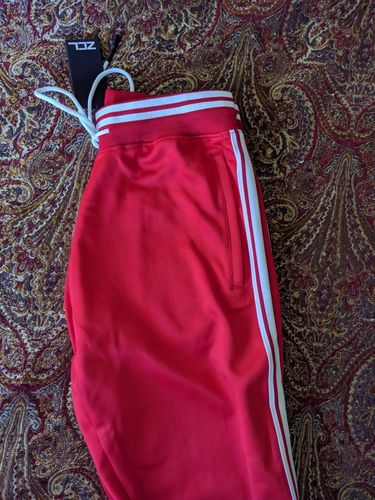 Customer photo review of Premium Triple Stripe Track Pants Red - White (ZCM4841)