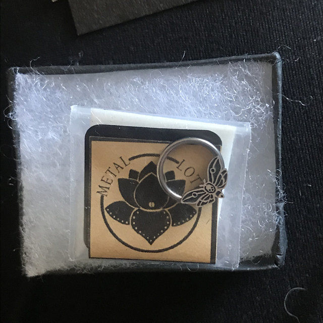 Customer photo review of 16G Death's Head Moth Captive Bead Ring