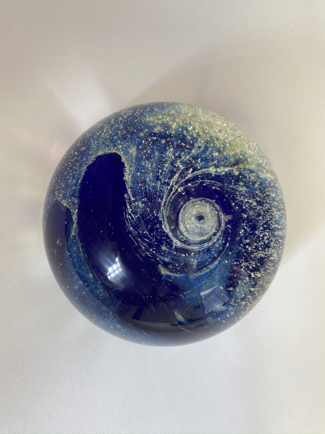 Customer photo review of Nightswirl Paperweight with Infused Cremation Ash