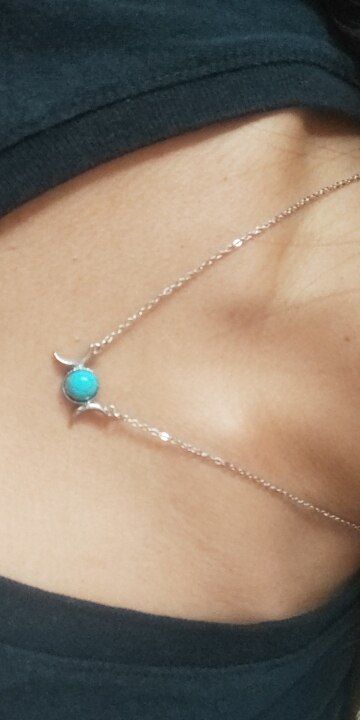 Customer photo review of Natural Stone Triple Moon Goddess Necklace