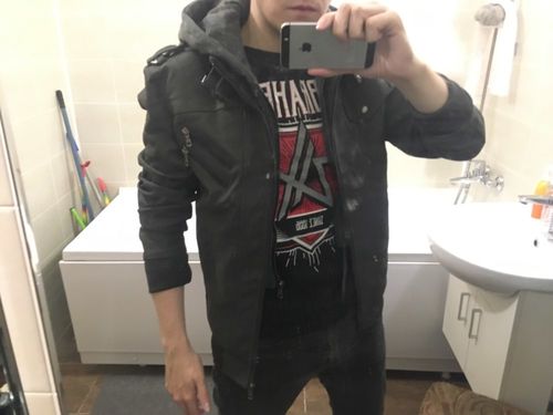 Customer photo review of New Men's Leather Jackets Autumn Casual Motorcycle PU Jacket