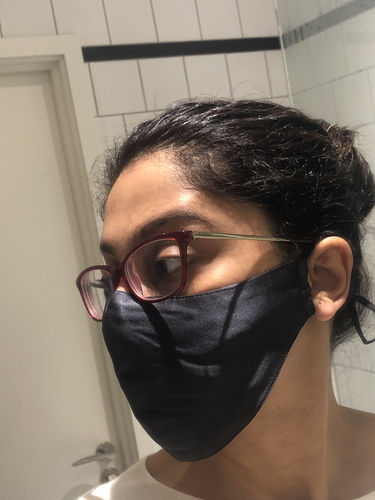 Customer photo review of Charcoal Pure Silk Face Covering