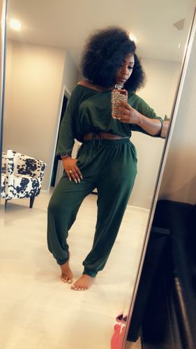Customer photo review of Boat-Neck Drawstring Top & Jogger Pants Set