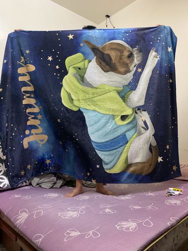Customer photo review of 【客製】手繪寵物肖像 毛毯 Custom Pet Fleece Blanket