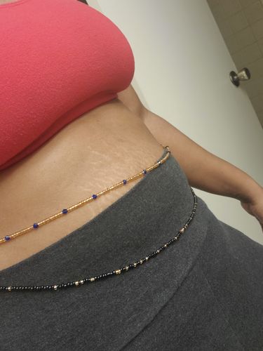 Customer photo review of Gold and Blue Crystal Waist Beads
