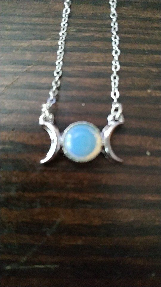 Customer photo review of Natural Stone Triple Moon Goddess Necklace