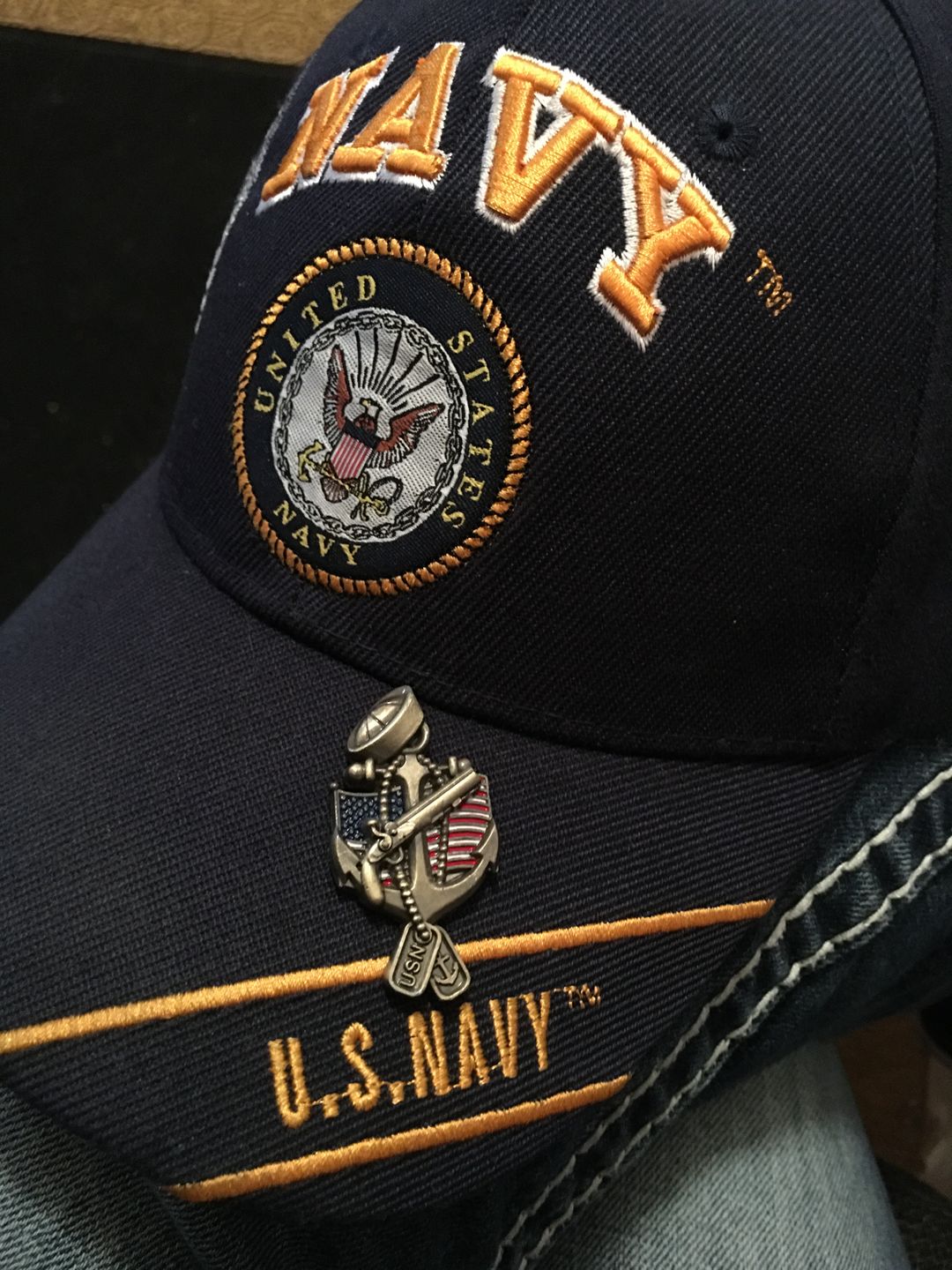 Customer photo review of US Navy Veteran Pin