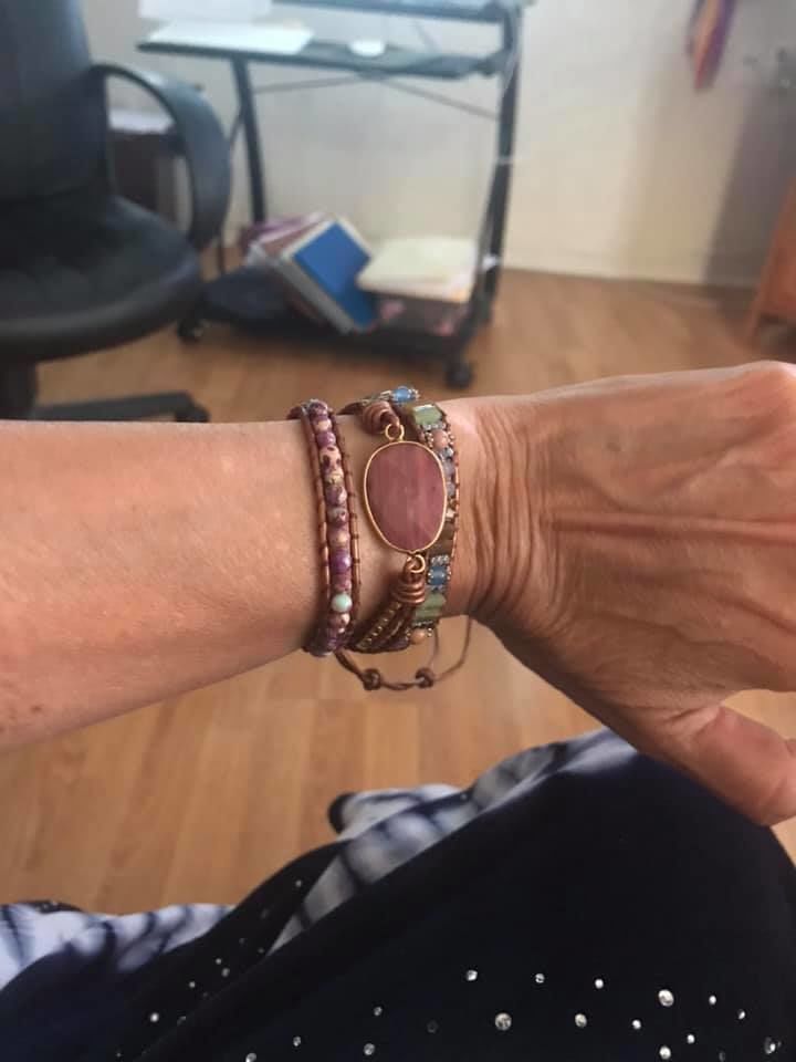 Customer photo review of Healing Rhodochrosite Wrap Bracelet