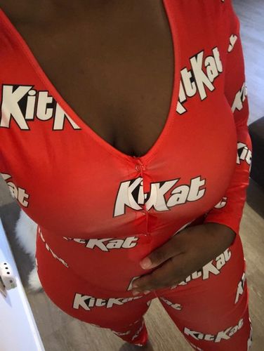Customer photo review of Fashion V Neck Cartoon Print Skinny Jumpsuits