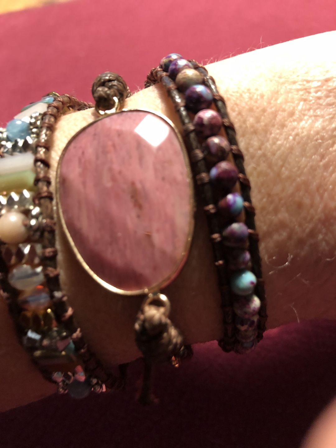 Customer photo review of Heilendes Rhodochrosit Wickelarmband | Boho | 100% Handgemacht
