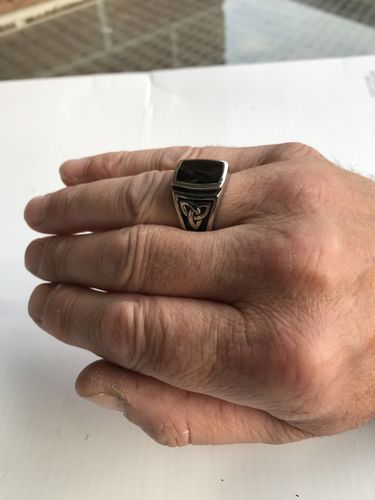 Customer photo review of BLACK SIGNET ODIN'S HORN RING