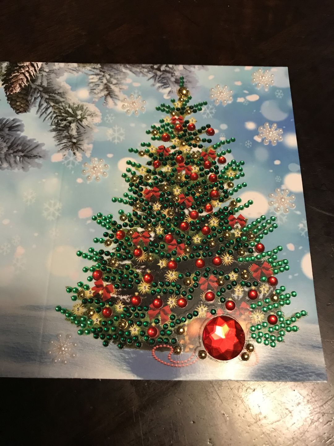 Customer photo review of Set of 4 Christmas Greeting Cards Pack D - Diamond Painting Kit