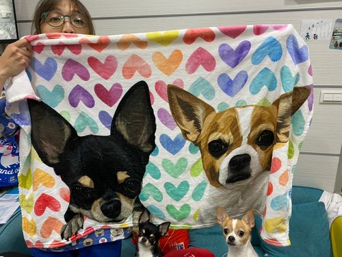 Customer photo review of 【客製】手繪寵物肖像 毛毯 Custom Pet Fleece Blanket