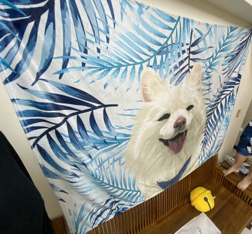 Customer photo review of 【客製】手繪寵物肖像 毛毯 Custom Pet Fleece Blanket