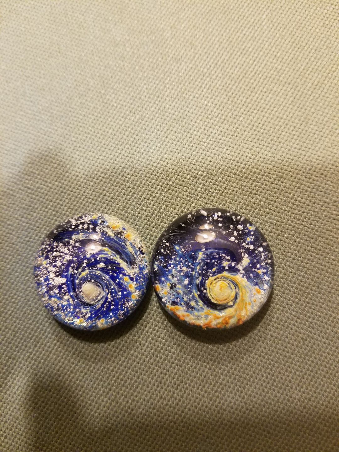 Customer photo review of Night Swirl Worry Stone with Infused Cremation Ashes
