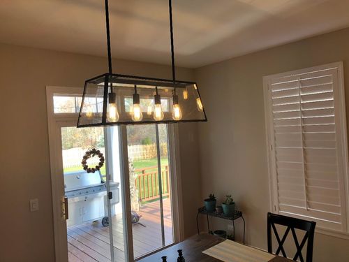 Customer photo review of Industrial 4-Light Black Rectangle Pendant