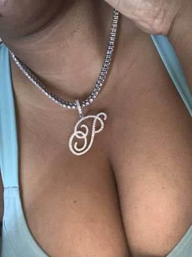Customer photo review of Script Initials Necklace