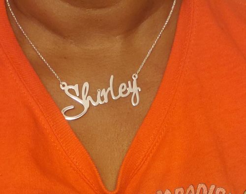 Customer photo review of Large Script  Name Necklace