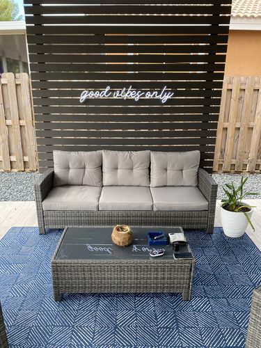 Customer photo review of Bari 4 Piece Outdoor Conversation Sofa Set (L) in Mixed Gray