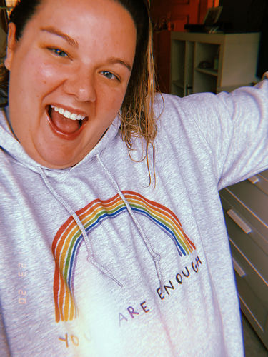 Customer photo review of You Are Enough (Rainbow) -- Hoodie
