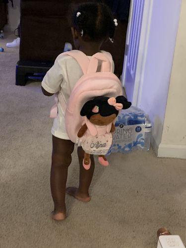 Customer photo review of Personalized Leyadoll Doll Backpack (Strawberry) - 2 Skin Tones