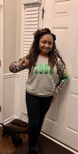 Customer photo review of Ombre Sequins Sleeve 1908 Sweatshirt