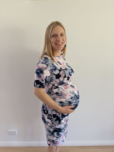 Customer photo review of Luella Print Maternity & Nursing Dress in Aquarelle