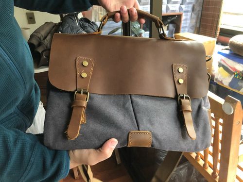 Customer photo review of Leather Messenger Bag
