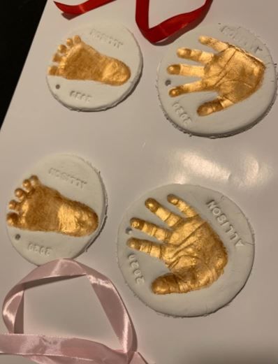 Customer photo review of CHERISH Baby Handprint Keepsake Ornament