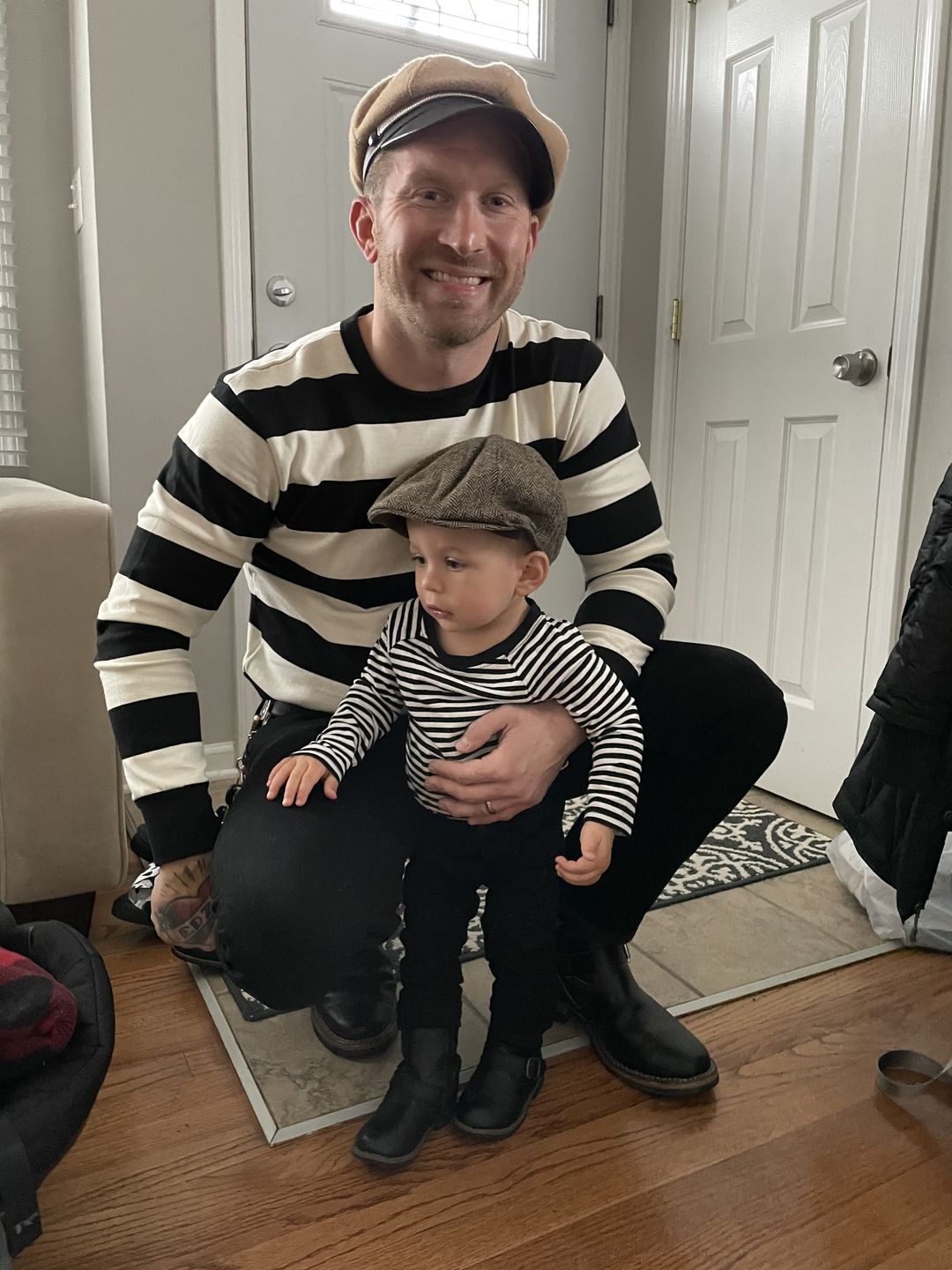 Customer photo review of 9 oz Wide Striped Long Sleeve T-Shirt