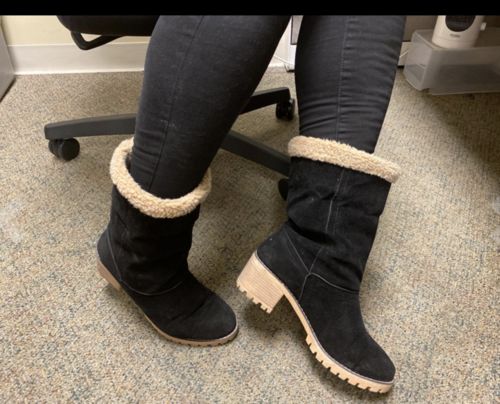 Customer photo review of Stylish Fold  Warm Ankle Boots For Women
