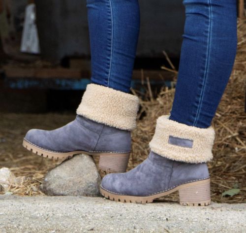 Customer photo review of Stylish Fold  Warm Ankle Boots For Women