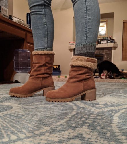 Customer photo review of Stylish Fold  Warm Ankle Boots For Women