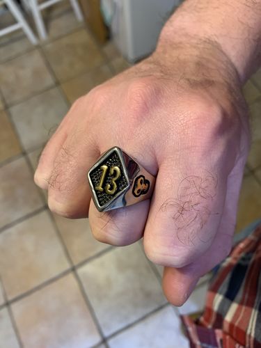 Customer photo review of LUCKY 13 GOLD SKULL RING