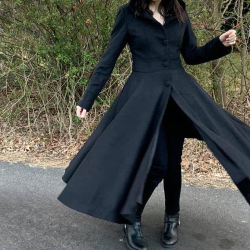 Customer photo review of winter maxi hooded black wool coat 1958#