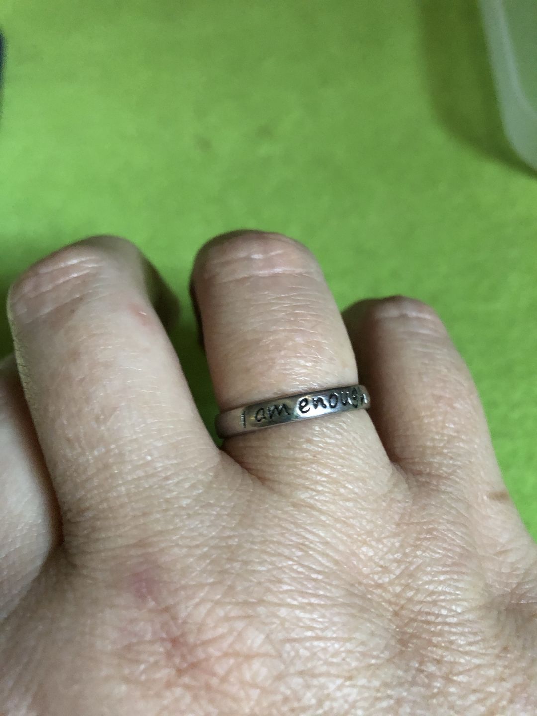 Customer photo review of 925 Sterling Silver 'I Am Enough' Ring