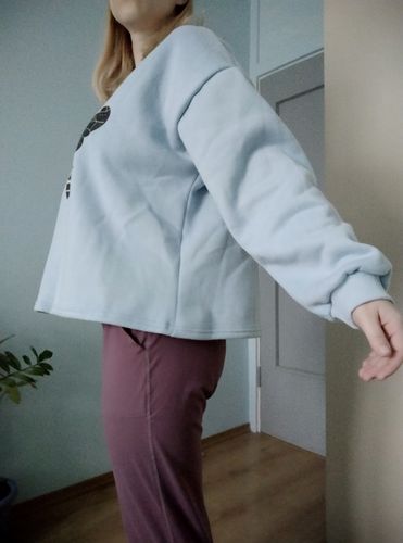 Customer photo review of Bee print retro basic loose long sleeve sweatshirt