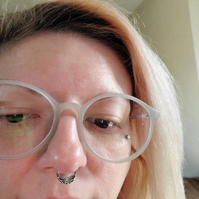 Customer photo review of 16G Death's Head Moth Captive Bead Ring