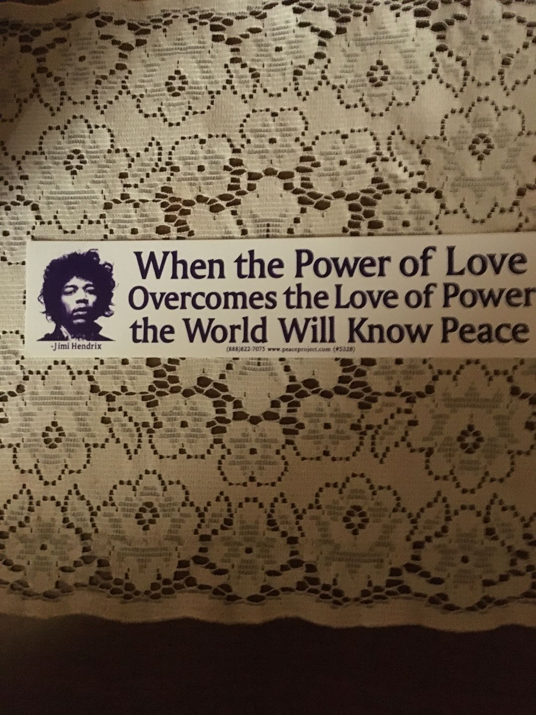 Customer photo review of Jimi Hendrix Power of Love Bumper Sticker