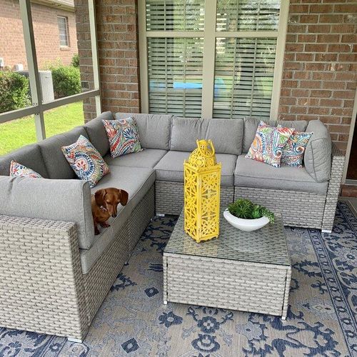 Customer photo review of Outdoor Gray Sofa