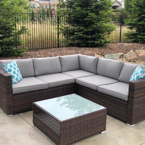 Customer photo review of Outdoor Wicker Sofa