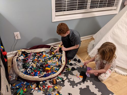 Customer photo review of Super Toy Storage Bag - Boysenberry