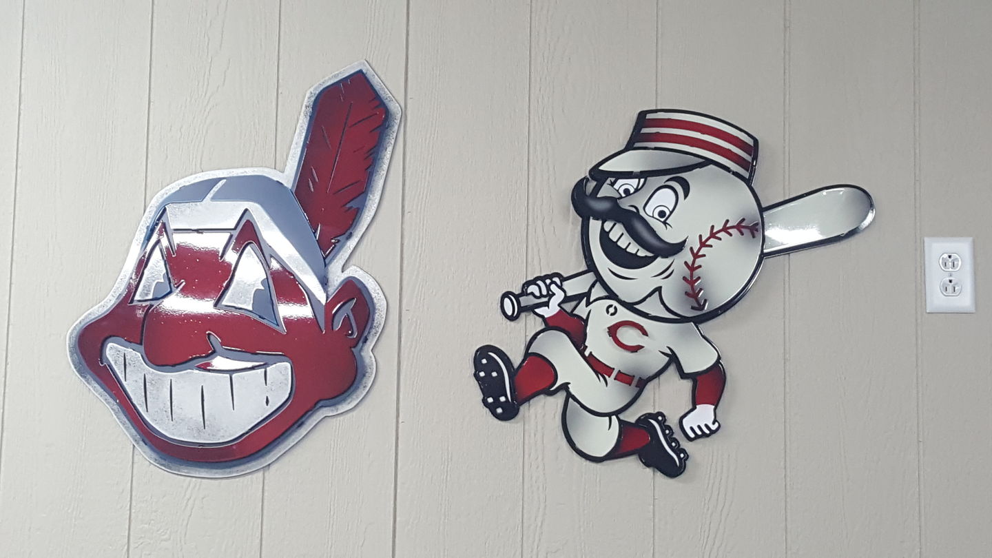 Customer photo review of Cincinnati Reds Mr. Red 3D Metal Artwork