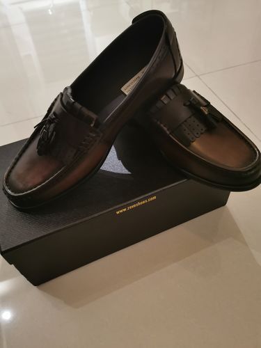 Customer photo review of Fringe Classic Loafer - Khakis with Tassel (Hand Painted Patina)