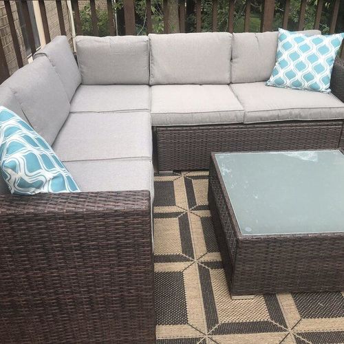 Customer photo review of Outdoor Wicker Sofa