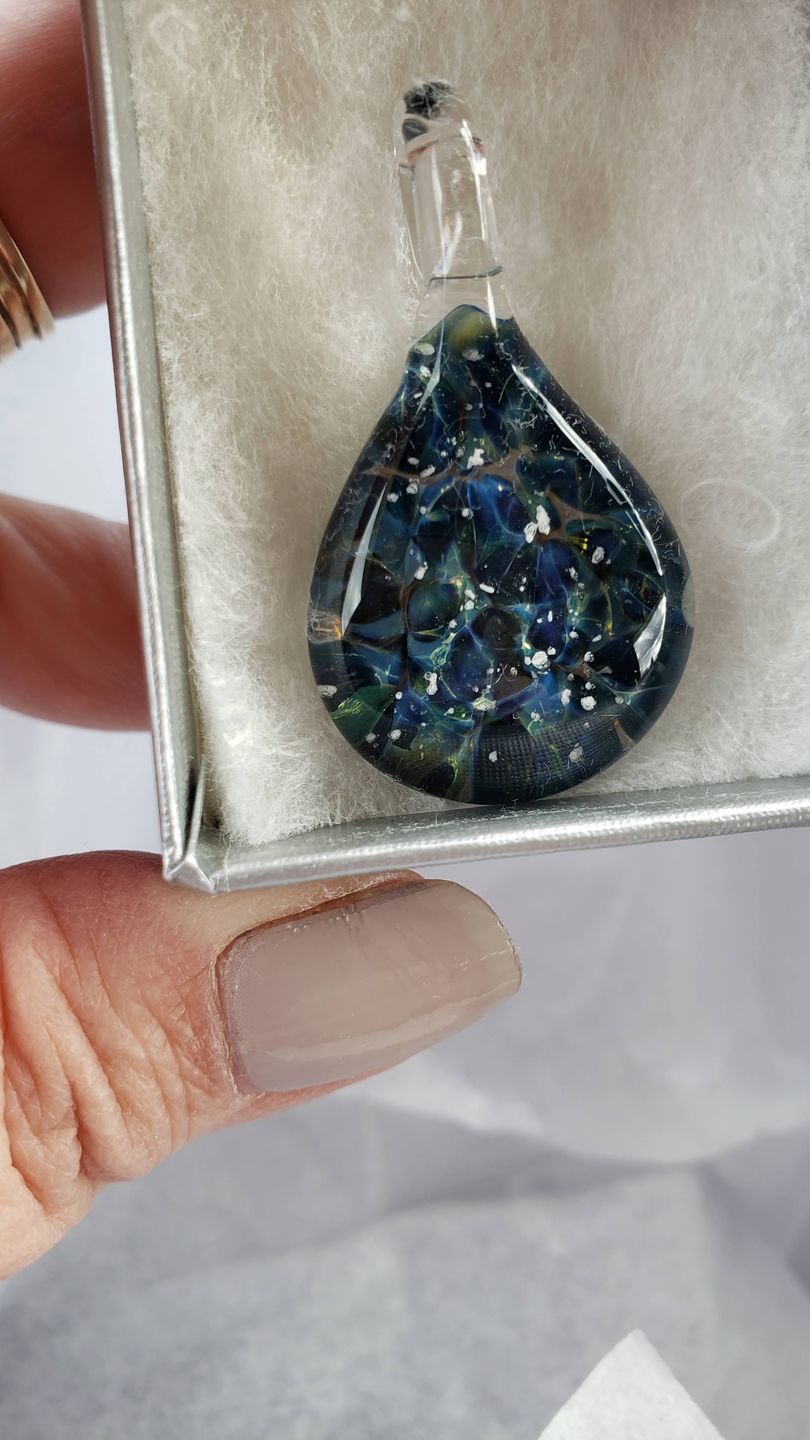 Customer photo review of Blue Moon Cremation Pendant