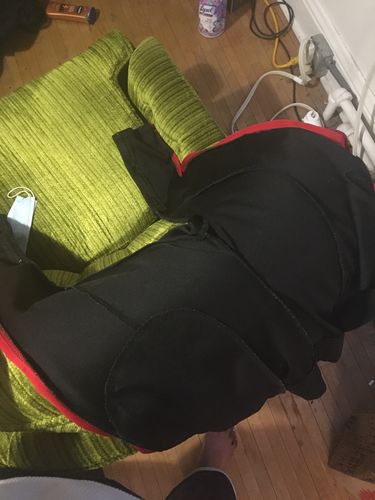 Customer photo review of Premium Side Stripe Zip Pocket Track Pants (Black - Red)